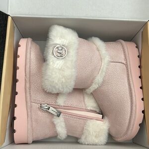 Michael Kors kids pink fur boots